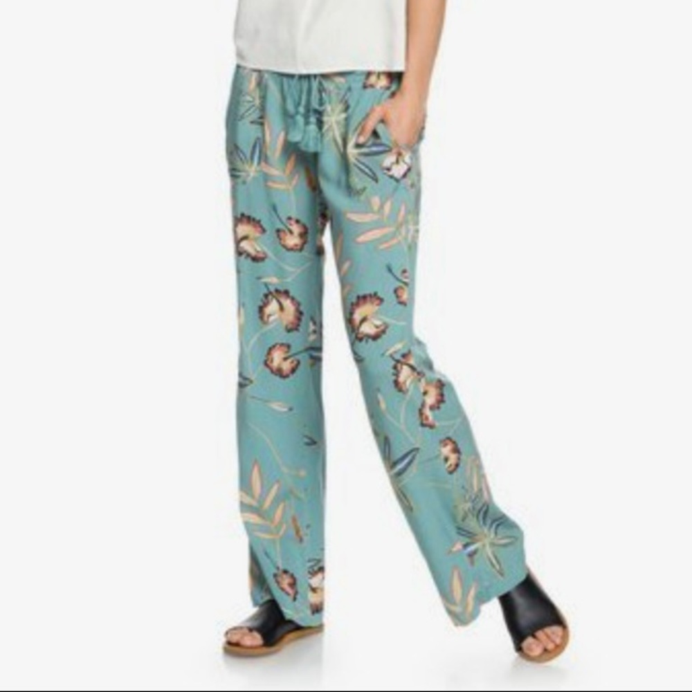 Roxy flowered wide leg pants. Size 12.